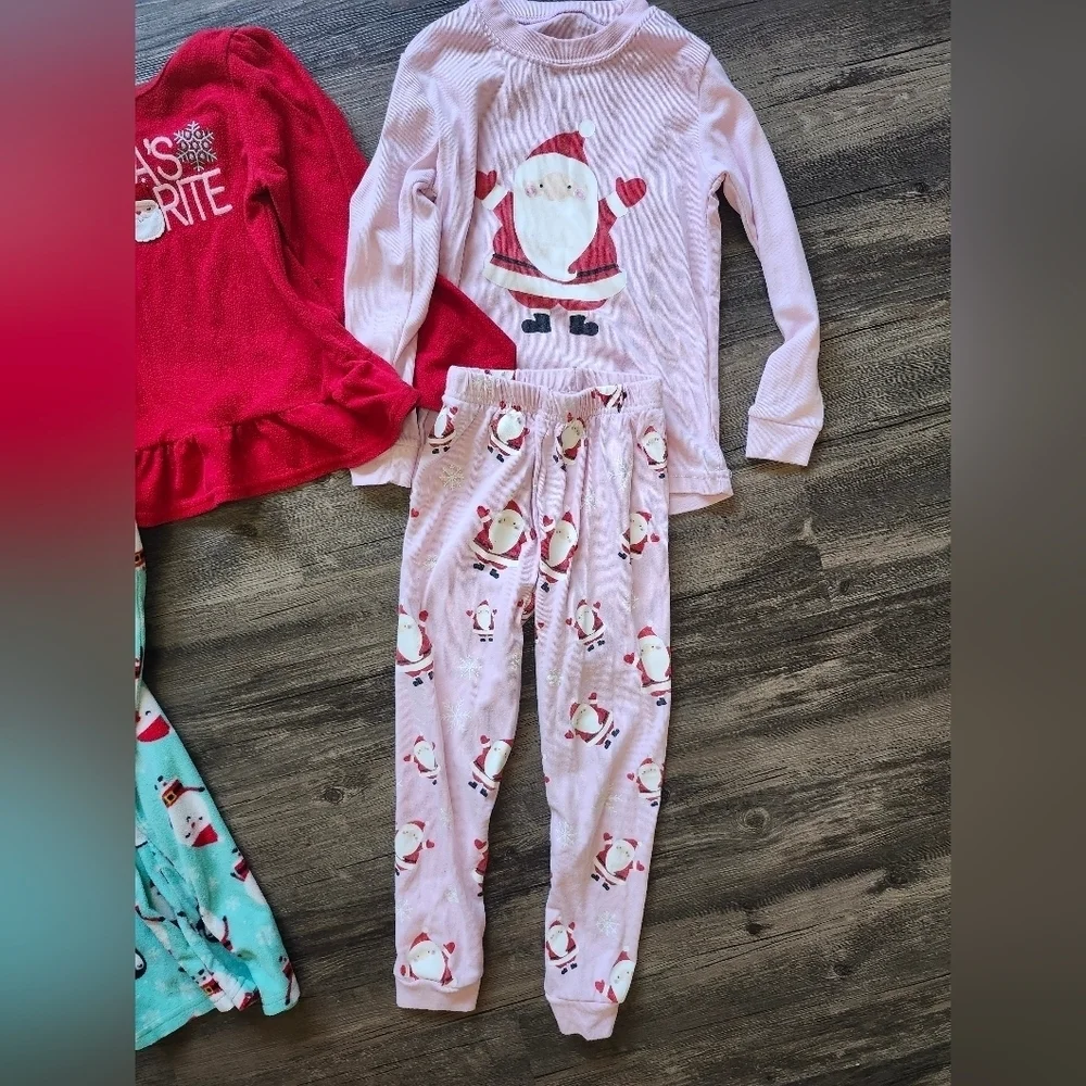 5t Christmas Santa and Penguin Pajama Set Bundle